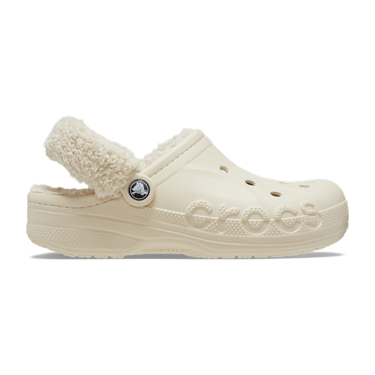 Baya Lined Fuzz-Strap Clog - Winter White