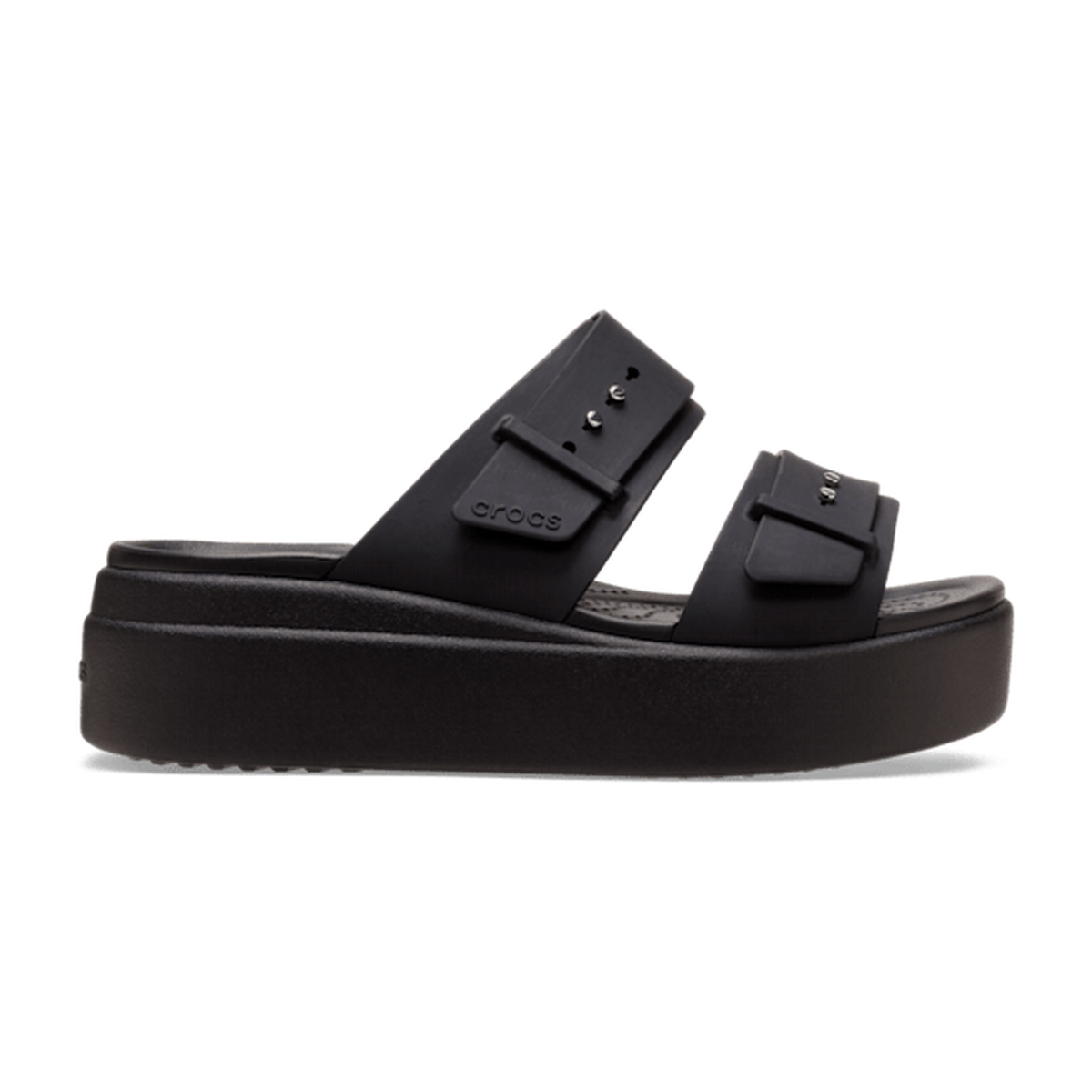 Brooklyn Buckle Low Wedge Sandal - Black