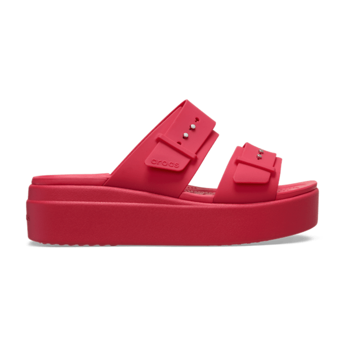Brooklyn Buckle Low Wedge Sandal - Digital Raspberry
