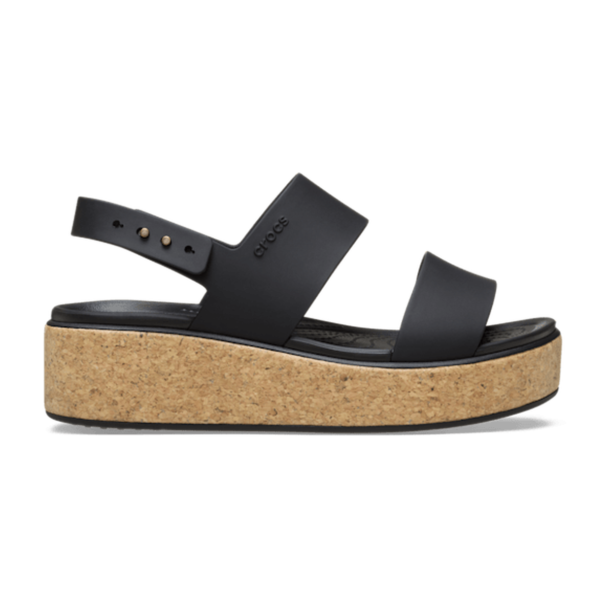 Brooklyn Low Wedge Cork Sandal - Black / Black