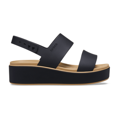 Brooklyn Low Wedge Matte Wrap Sandal - Black/Cashew