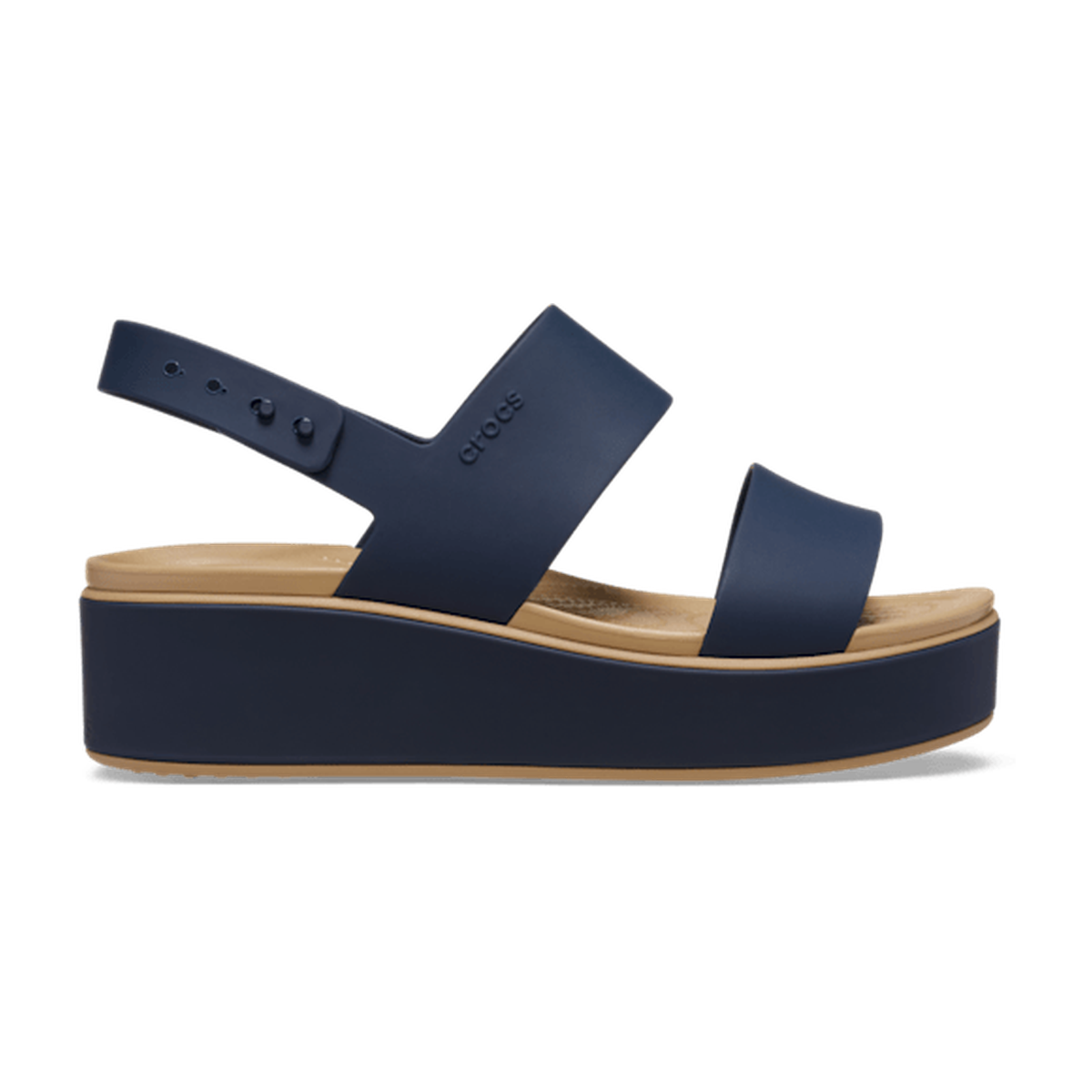 Brooklyn Low Wedge Matte Wrap Sandal - Navy/Cashew