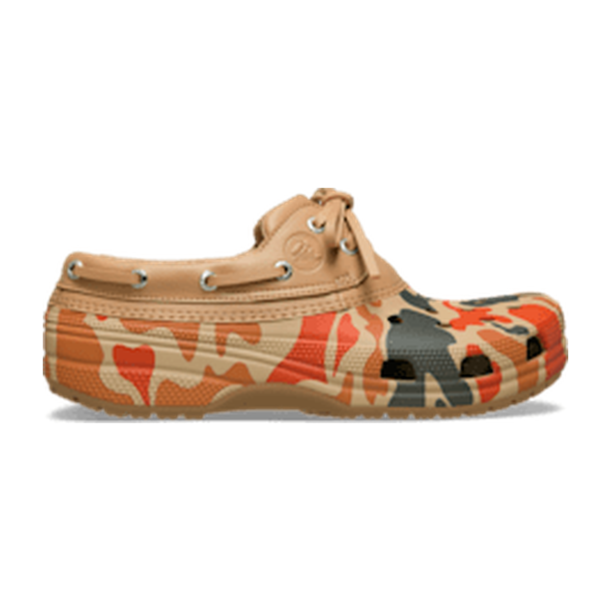 Classic Duck Camo Boat Shoe - Tan/Shocking Orange