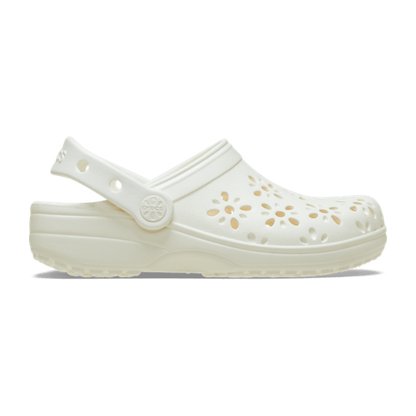 Classic Floral Cut-Out Clog - Chalk
