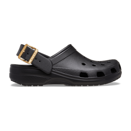 Classic Metallic Buckle Clog - Black