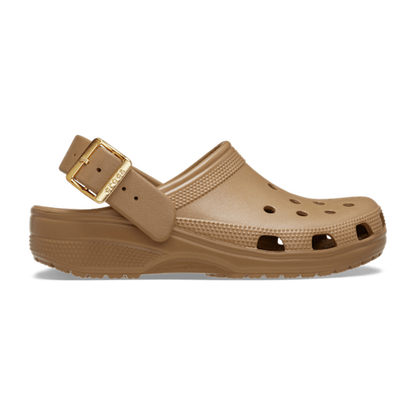 Classic Metallic Buckle Clog - Sepia