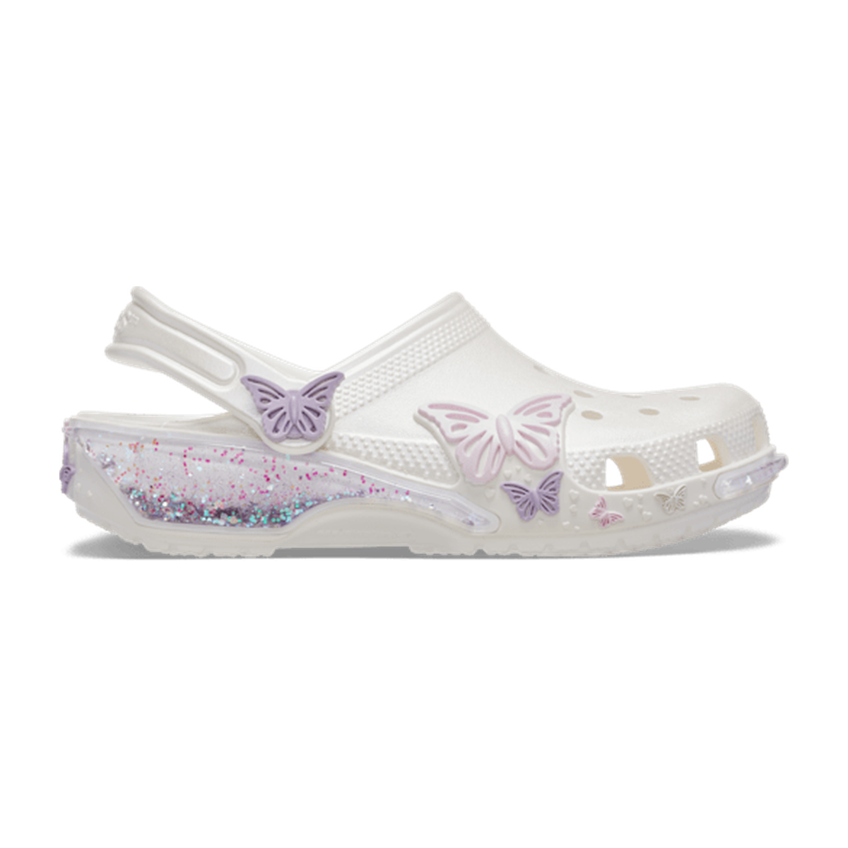 Kids' Classic Butterfly Sparkle Shaker Clog - White