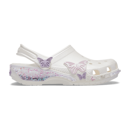 Kids' Classic Butterfly Sparkle Shaker Clog - White