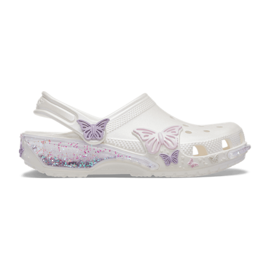 Kids' Classic Butterfly Sparkle Shaker Clog - White