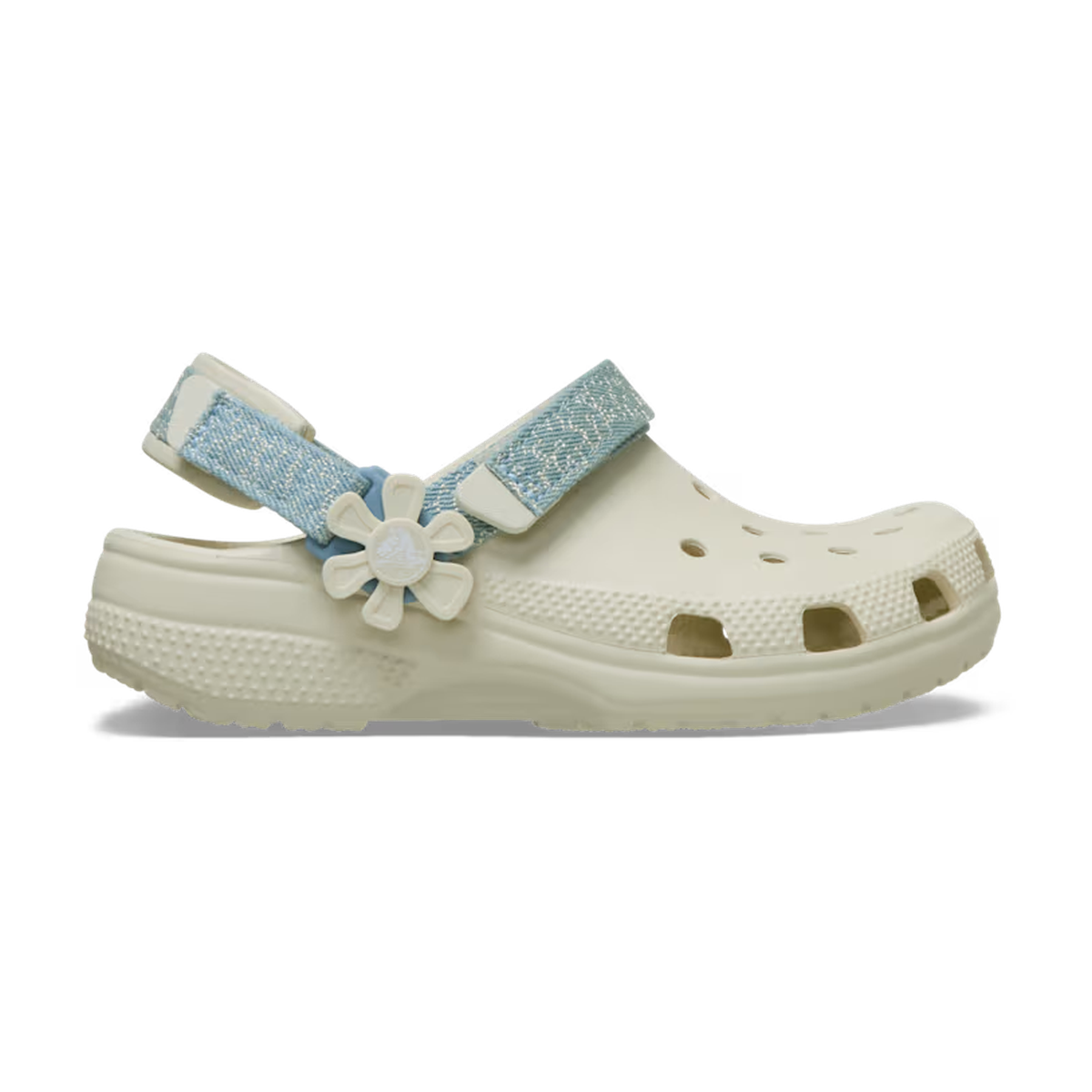 Crocs Kids’ Classic Denim Flower Adjustable Backstrap Clog ALT100