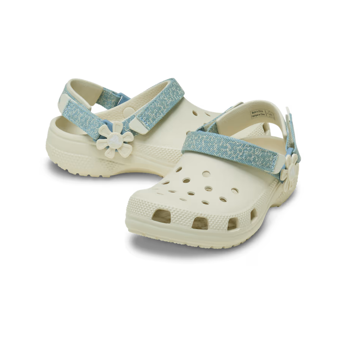 Crocs Kids’ Classic Denim Flower Adjustable Backstrap Clog ALT110