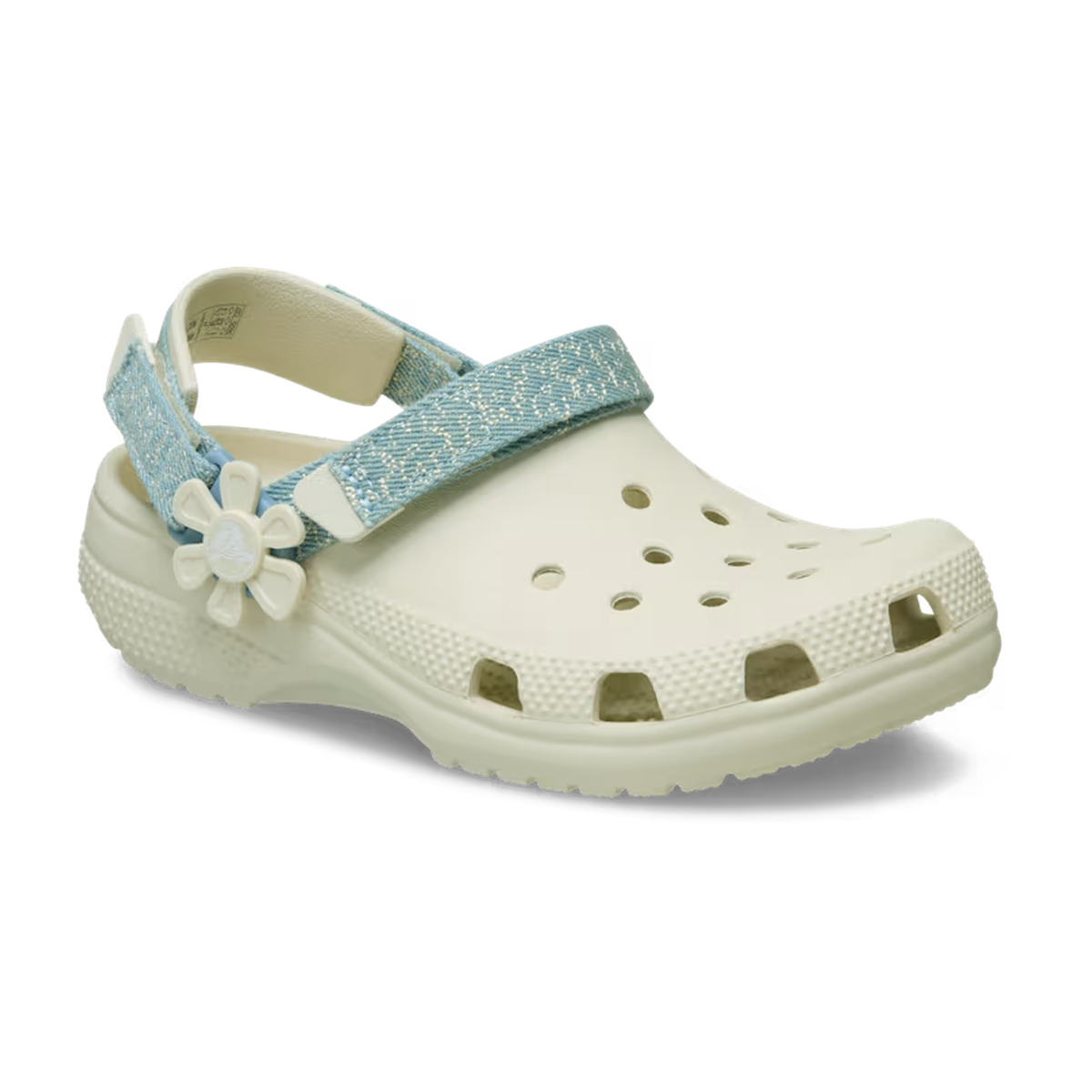 Crocs Kids’ Classic Denim Flower Adjustable Backstrap Clog ALT140