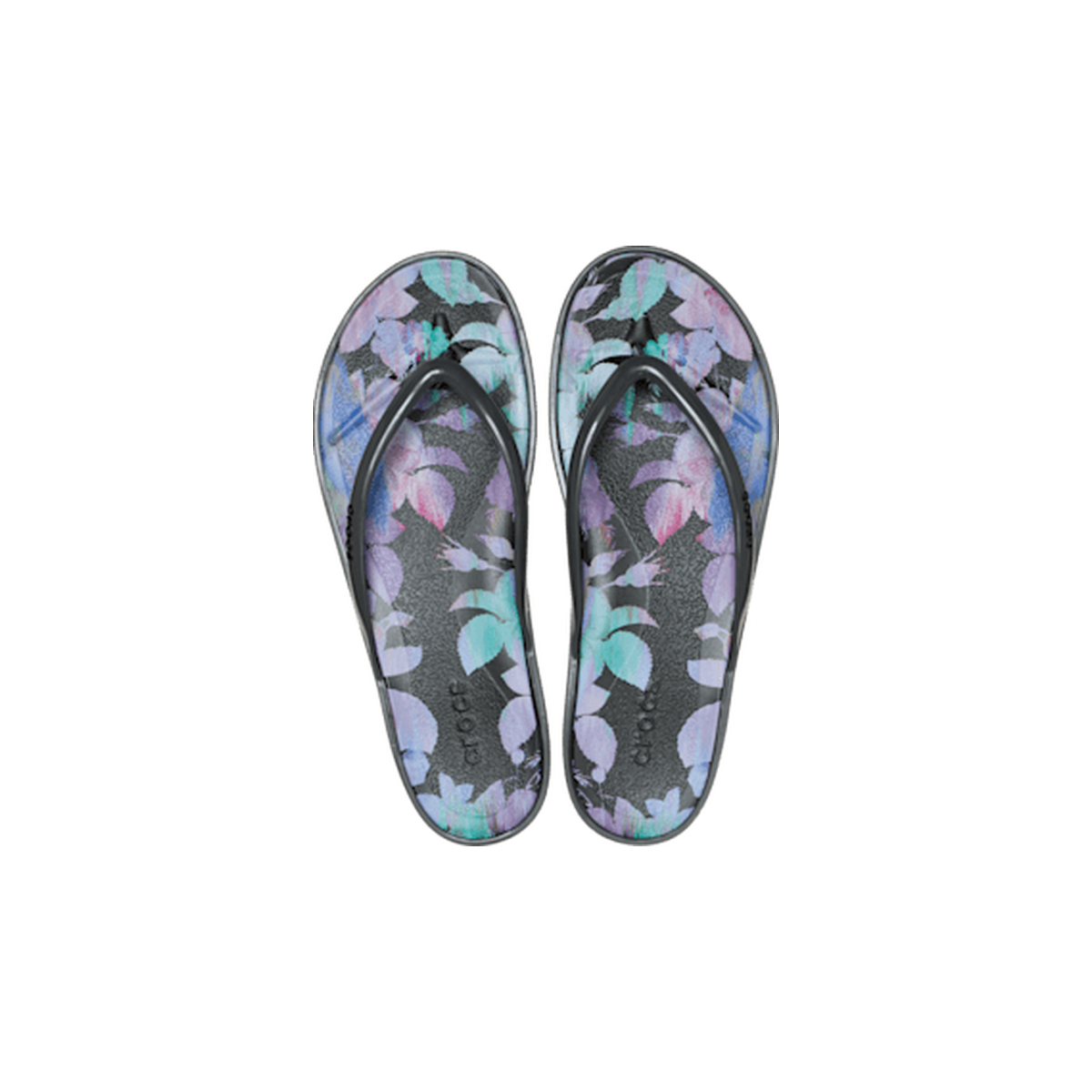 Miami Round Toe Dark Floral Flip - Black Sand