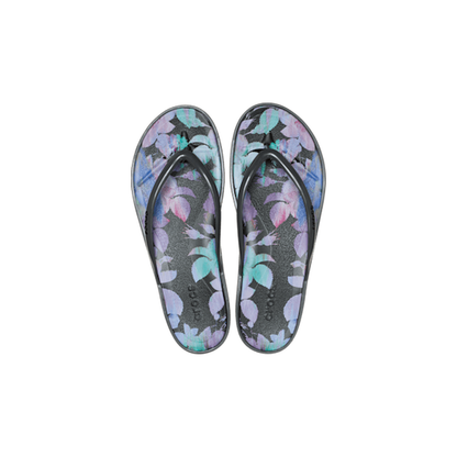 Miami Round Toe Dark Floral Flip - Black Sand