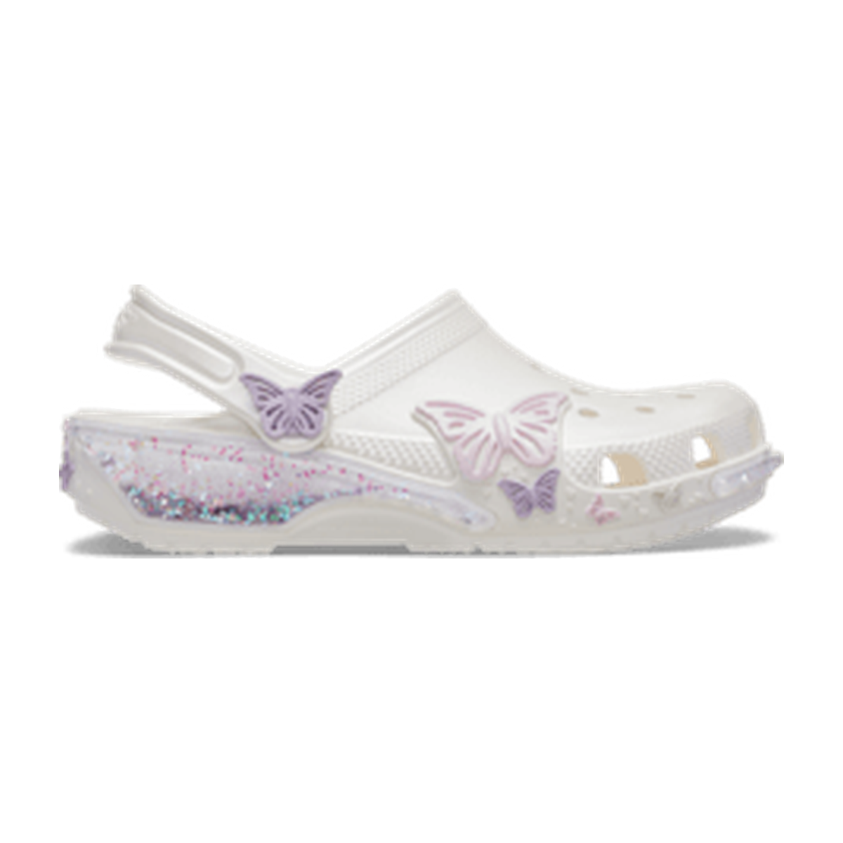 Toddler Classic Butterfly Sparkle Shaker Clog - White