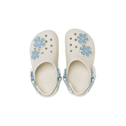 Crocs Toddler Classic Denim Flower Adjustable Backstrap Clog ALT120